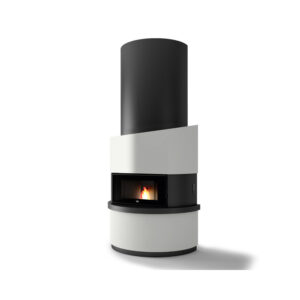 Stufa a Pellet Eva Calor Michelangelo 11.5 Kw con vetro trasparente e frontali bianchi - 901656900