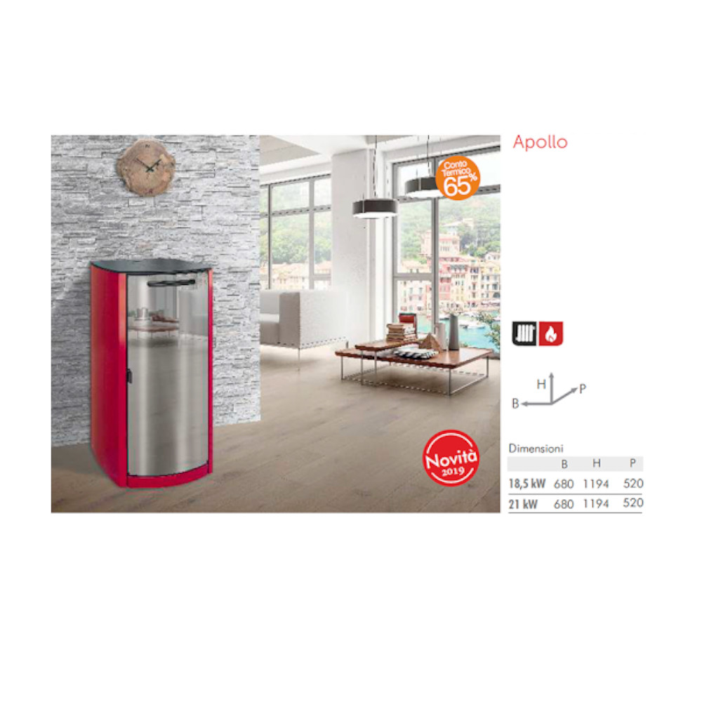 Stufa a pellet Fetm Apollo Idro Glass 18,5 kw